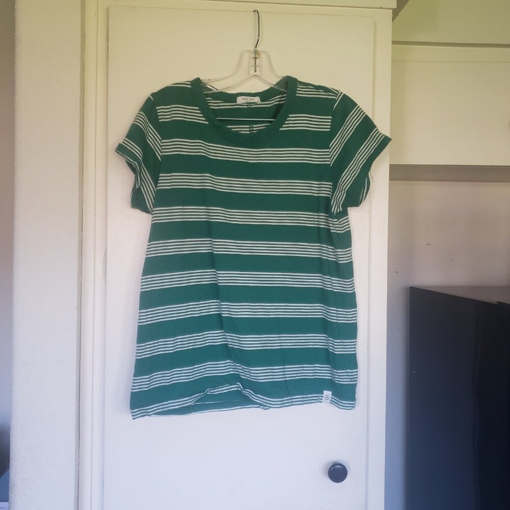 Rag & Bone Green and White Top Size Large